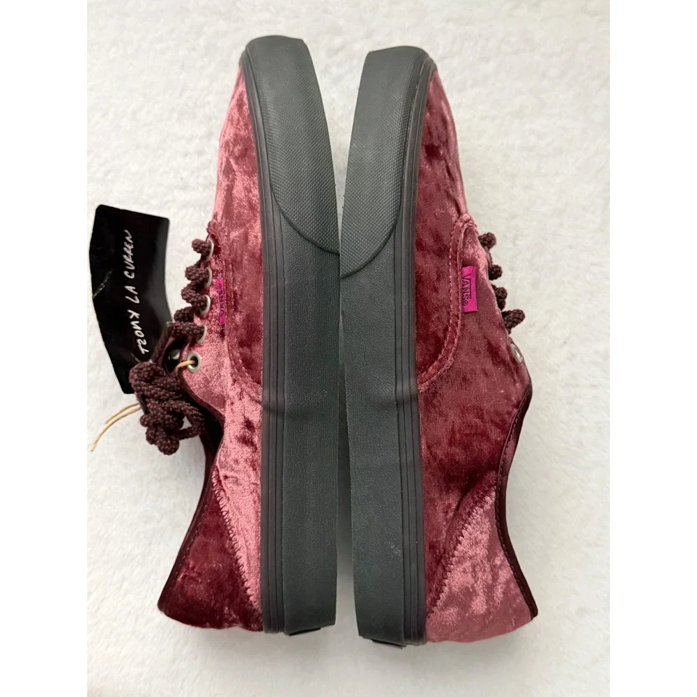 Vans Authentic Crushed Velvet Burgundy Black Sneakers Low Top Unisex Sneakers